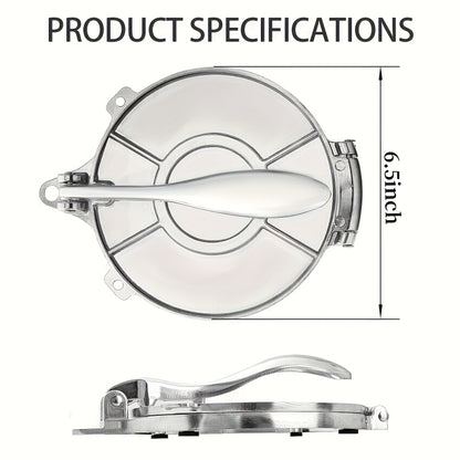 [Aluminum Tortilla Press] 6.5 Inch Tortilla Press, Tortilladora Press, Aluminum Tortilla Press, Flour Tortilla Press, Rotis Press, Quesadilla Press, Taco Maker