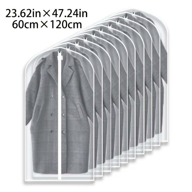 10pcs Waterproof Transparent Clothing Bags, with Full Zippers, Travel Hanging Garment Bags for Wardrobe Storage, Compact Storage, Space-saving Solutions Durable Plastic Lightweight Materials Clothes Bags Minimalist Lifestyle Business Professionals