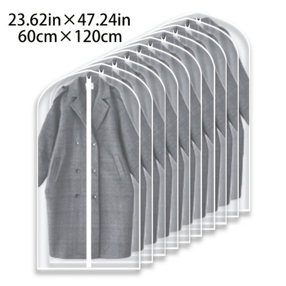 10pcs Waterproof Transparent Clothing Bags, with Full Zippers, Travel Hanging Garment Bags for Wardrobe Storage, Compact Storage, Space-saving Solutions Durable Plastic Lightweight Materials Clothes Bags Minimalist Lifestyle Business Professionals