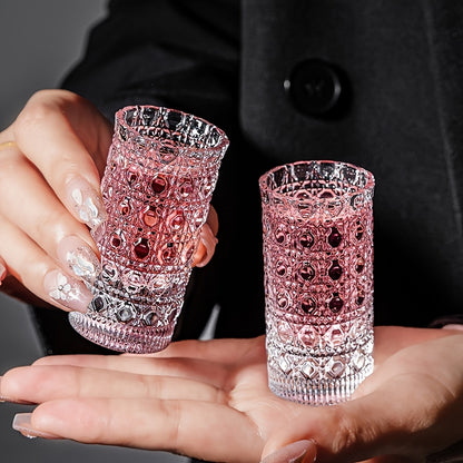 6 Diamond Engraved Small Wine Glass Suit, Often Used to Hold Vodka Whiskey, Etc., Very Suitable for Parties