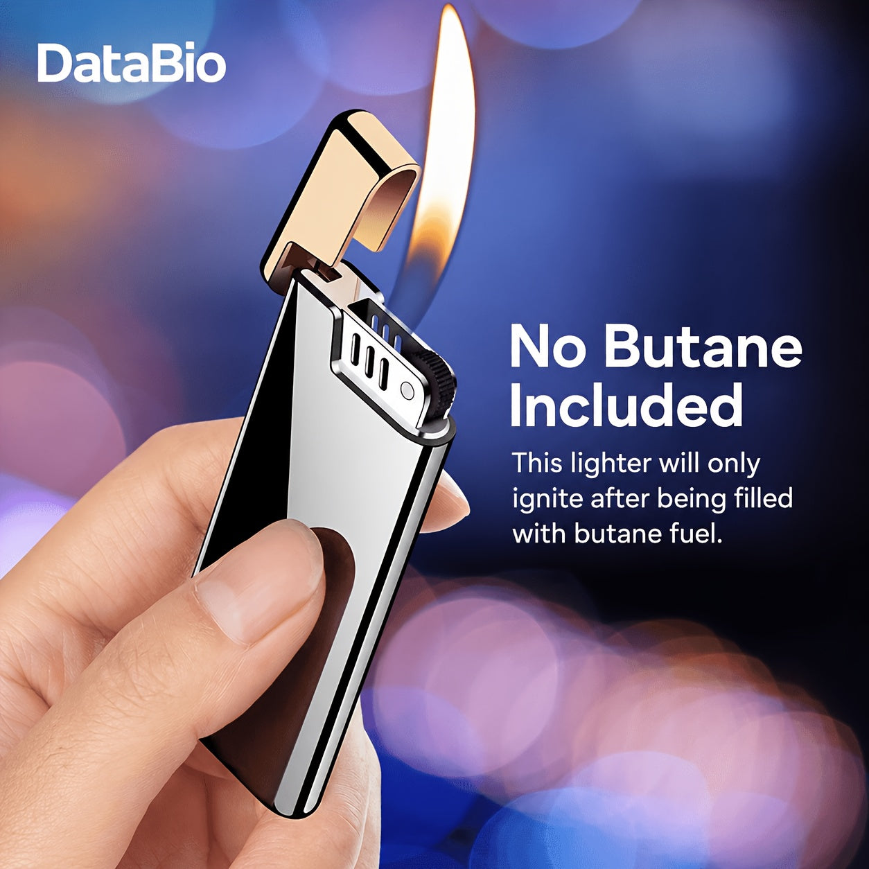 (No Butane) Ultra-Thin Butane Lighter, Refillable Butane Lighter, Wheel Ignition Portable Ultra-Thin Lighter, Adjustable Flame Size, Open Flame Gas Lighter, Suitable for Kitchen, Outdoor, Candles, Etc., Suitable for Both Men And Women