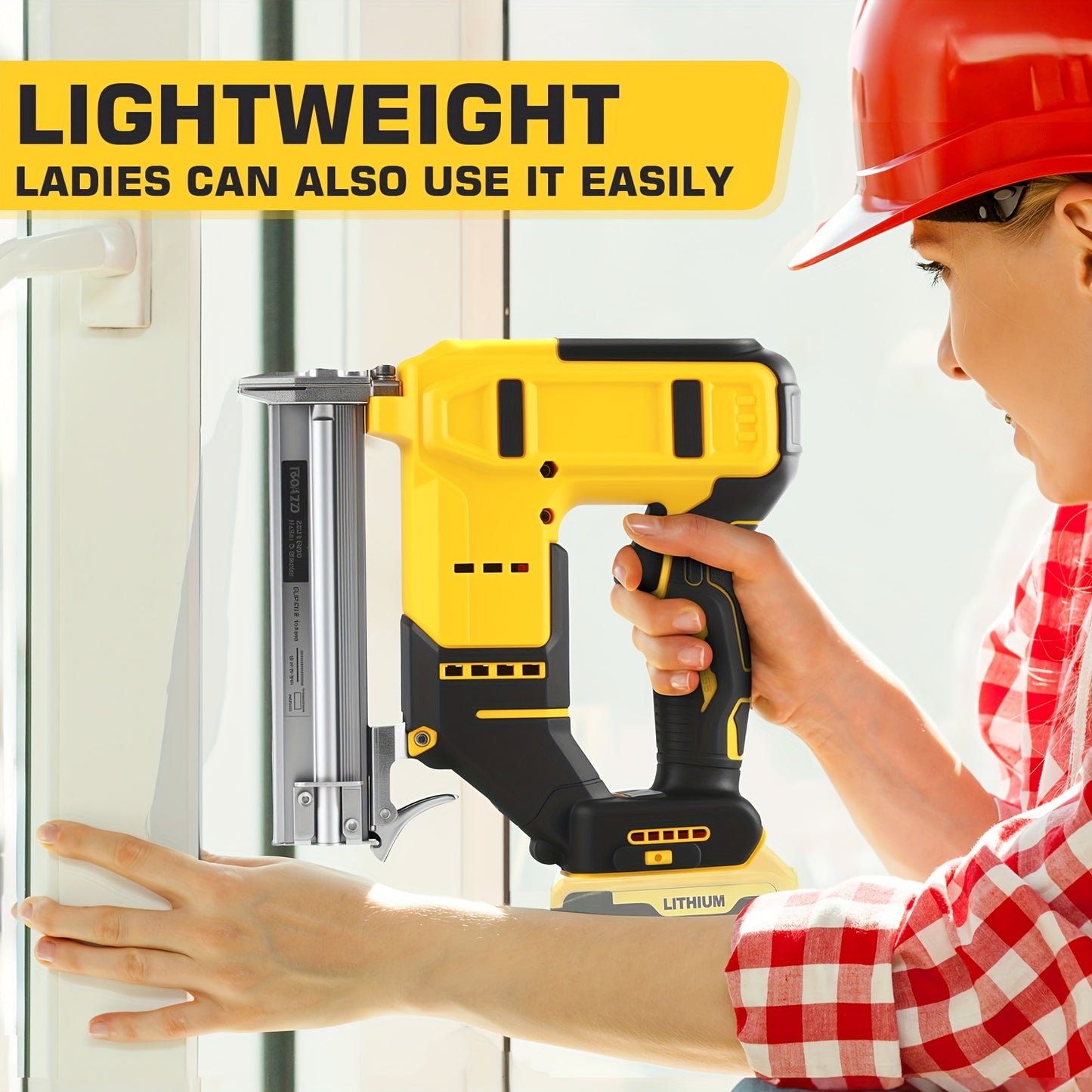 2-In-1 Cordless Brad Nailer And Stapler, Compatible with DEWALT 20V MAX Battery, Brushless Heavy-Duty, Safety Lock, 1-3/16" Nails And 7/8" Staples, Ideal for Flooring And Trim (Tool Solely, NO Battery)