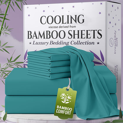 for extra Deep Pocket Bamboo Sheets Set - 4/6pcs Breathable & Cooling Bamboo Bed Sheet Set, Kid Sheet & Pillowcase Sets, Hotel Luxury, Soft Wrinkle-Free For Extra Deep Mattresses, Room Decor