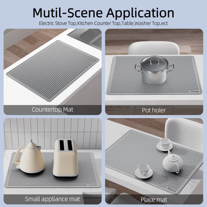 Oversized Thick Silicone Cover for Stove Tops, Measuring 75.7X53.2Cm (29.8X20.8In), Featuring Anti-Slip Stripes And Made from Quiet Material, Suitable for Kitchen And Restaurant Use Dish Drying Mats