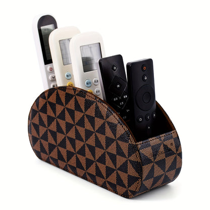 SANQIANWAN Remote Control Holders Organizer Box with 5 Compartment PU Leather Multi-Functional Office Desk Storage Caddy Store TV Remote for Media Player, Brush, Pencil, Glassees&Office Supplies, Shelf Baskets