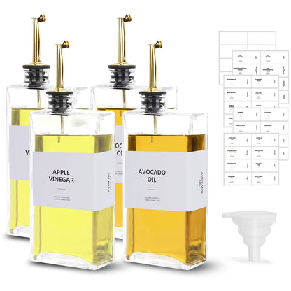 Glass Olive Oil Dispenser for Kitchen, Oil And Vinegar Dispenser Set, Glass Olive Oil Dispenser Bottle, Soy Sauce Dispenser, Coffee Syrup Bottles, 2 Pack, 4 Pack