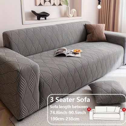 1pc Modern Jacquard Sofa Cover, Elastic Polar Fleece Artistic Style, Slip-Resistant And Durable, All-Season Furniture Protector for Living Room, Office, Bedroom Includes Matching Pillow Covers, Free Same Style Pillowcase: 1pc