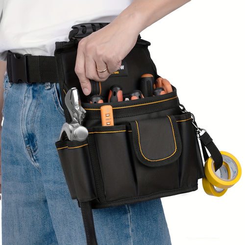 Heavy-Duty Tool Belt Bag with 18- Large Capacity Tool Organizer - Wide Mouth Design & Heavy-Duty Polyester Construction Suitable for Construction, Plumbing, Electricians, DIY Projects - Professional & Home Use Tool Pouch with 18 Pockets
