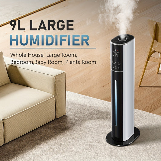 Cool Mist Humidifier 2.4 Gallon Top Fill with Smart Humidity Control Sleep Mode Soundwave Technology for Large Rooms Bedroom Office Plants 600ft²