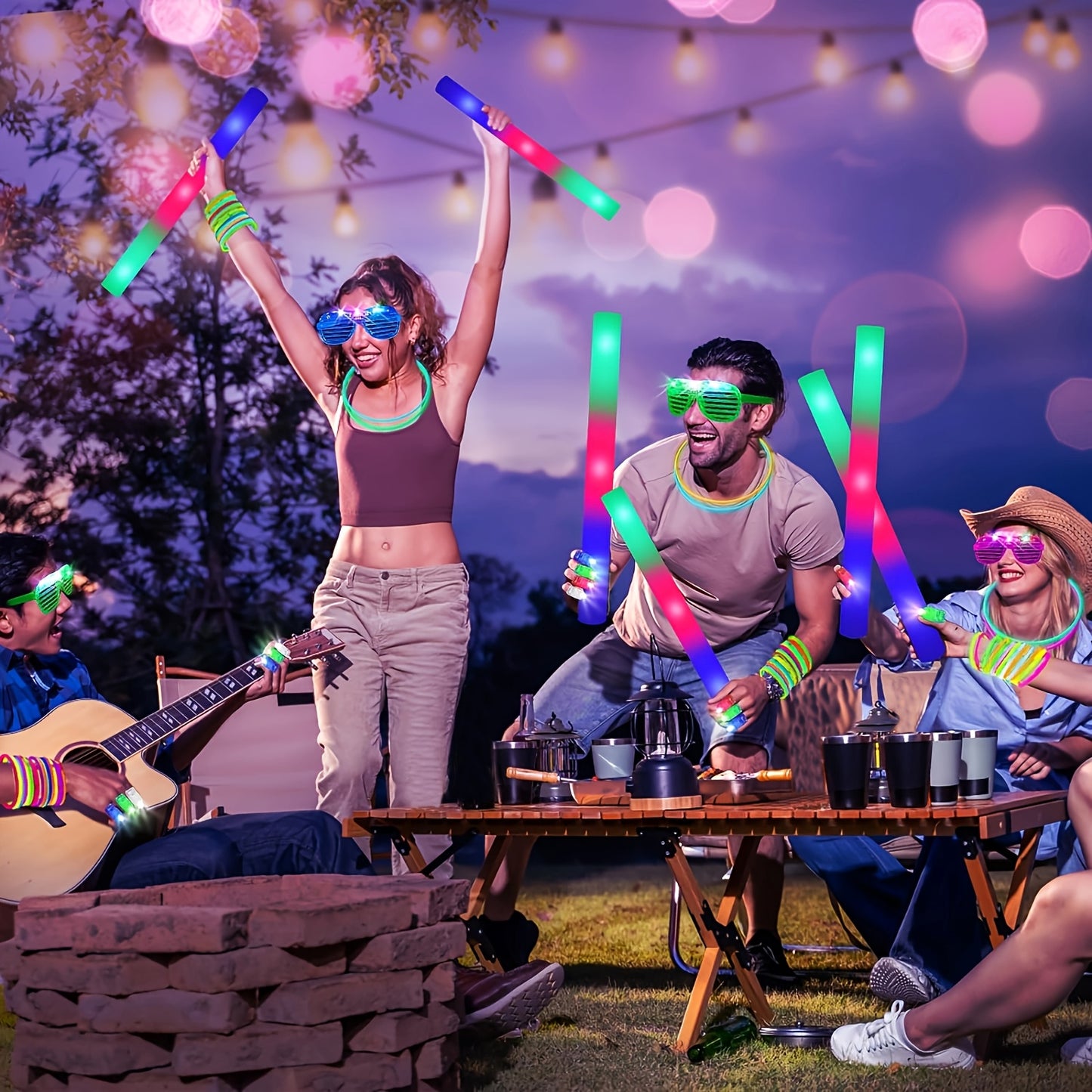 11/36/52pcs Party Set, LED Foam Glow Sticks, 3 Modes Of Luminous Party Supplies Colorful Flashes, Glow Glasses, Glow Headbands, Glow Finger Lights Glow Stick Party Set For Weddings, Birthdays, Raves, Concerts, Halloween, Christmas, New Year