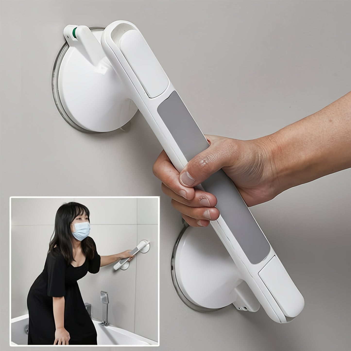 1pc Safety Handrails for Seniors - Easy Installation Without Drilling, Featuring Non-Slip Surfaces for Bathrooms, Equipped with Strong Suction Cups, Made of Durable Plastic, Ideal for Use in Bathrooms, Kitchens