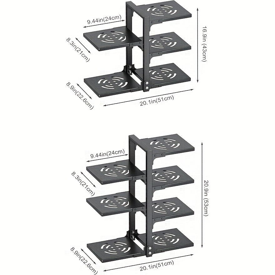 2/3/4/5/7-Tier Adjustable Kitchen Storage Rack, Multi-Layer Drain Organizer For Pots, Pans And Cutlery, Paint Finish, Black, Kitchen Storage,Pot Racks