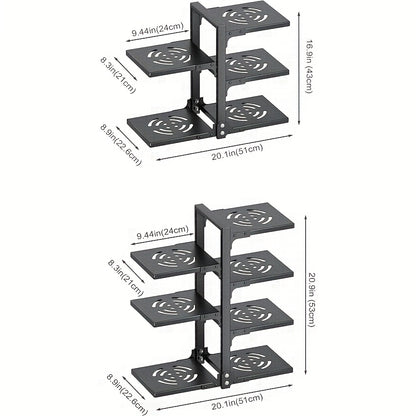 2/3/4/5/7-Tier Adjustable Kitchen Storage Rack, Multi-Layer Drain Organizer For Pots, Pans And Cutlery, Paint Finish, Black, Kitchen Storage,Pot Racks