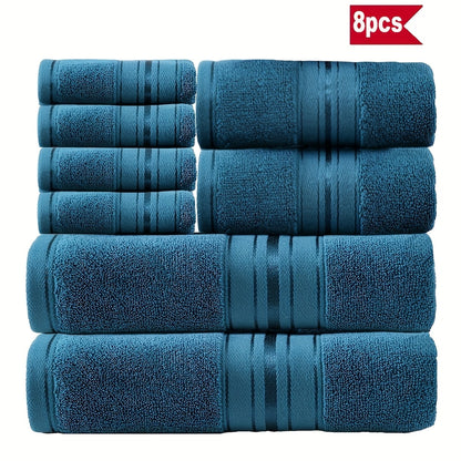 Luxury 8pcs Bath Towel Set, 100% Cotton Premium Hotel Quality, Includes 2 Bath Towels, 2 Hand Towels, 4 Washcloths, Soft Absorbent Spa Towel Collection, Ideal for Bathroom, Hotel, SPA