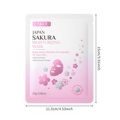 LAIKOU Japan Sakura Hydrating Sheet Mask 20pcs – Deep Moisturizing Face Mask for Dry, Normal & Combination Skin, Travel Skincare Set, Gift for Women