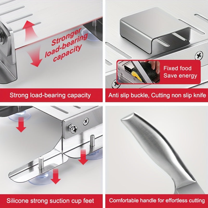 Stainless Steel Manual Meat Slicer Manual Frozen Meat Slicer, Meat Cutter Stainless Steel Beef Slicer, Beef Roll Vegetable Bone Household Easy to Clean