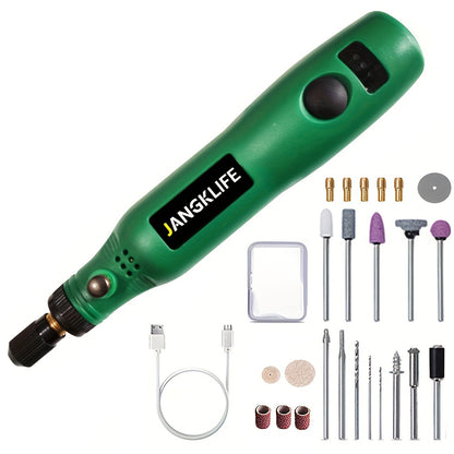 1 Set Mini Cordless Rotary Tool with Li-ion Battery, 3 Rotation Speed 5000rpm-15000rpm, Portable USB Charging, Multi-Purpose Power Rotary Tool with Accessories for Grinding, Sanding, Carving, Polishing, DIY Creations