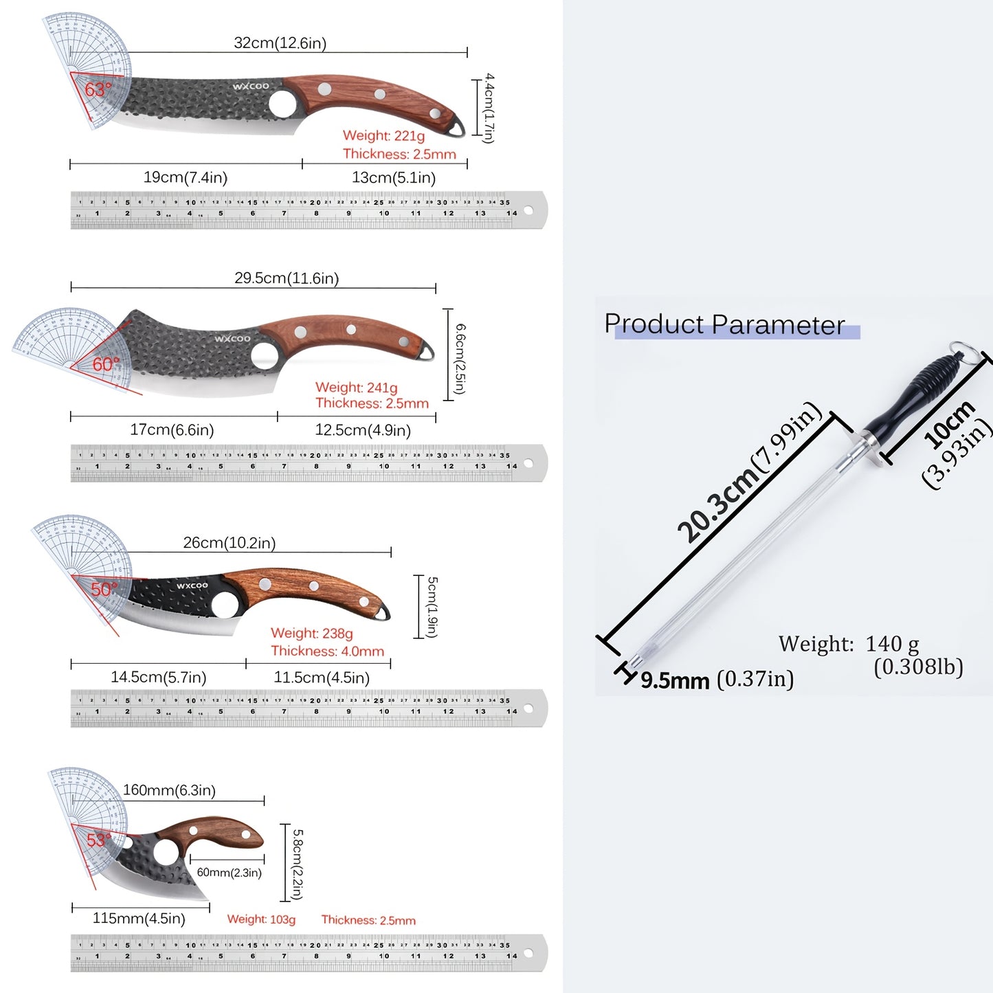 8pcs, Professional Kitchen Chef Knife Set, Stainless Steel Utility Knife Handmade Forged Knife Boning Knife Fish Knife Butcher Knife Kitchen Scissors Ultra-Sharp Bone Scissors for Kitchen Convenience Boning Duck Fish Scissors