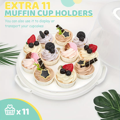 10 Inch Cake Carrier with Lid, BPA-Free Plastic Cake Storage Container & Cupcake Keeper, 2 Handles for Easy Transport Of Pies, Fruits, Nuts, Secure Base