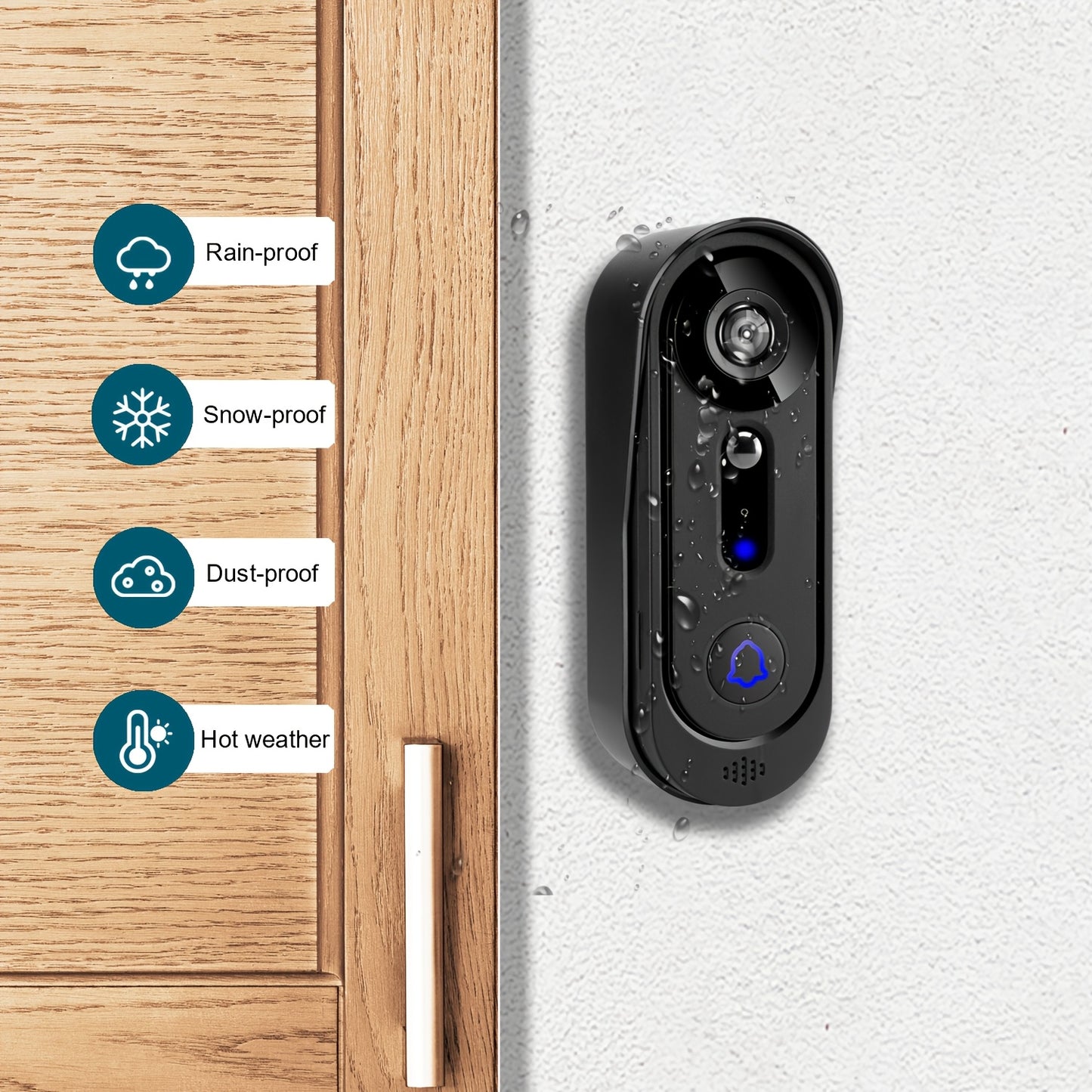 Wireless Doorbell Camera 1080P, Video Doorbell with Cloud Storage, Alert, Night Vision, Motion Detection, Two Way Audio, Indoor Chime, 2.4G