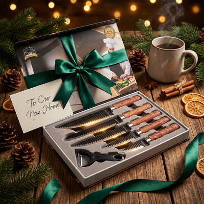 A Chef'S Knife Set with a Knife Rack, Featuring Handcrafted Butcher Knives, Bone Cutters, Meat Cleavers, And Vegetable Choppers, Suitable for Camping, Outdoor Barbecues, And Hunting Tools And Equipment, Perfect As a Holiday Gift