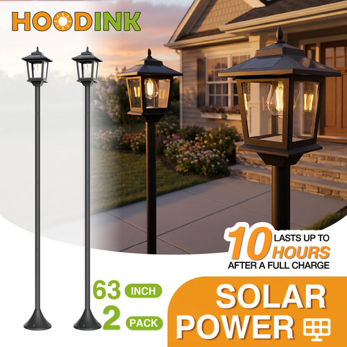 2pcs Solar Outdoor Lamp Post, Pole Lights with Built-in Lithium Battery, Automatic Solar Garden Lighting for Pathway, Yard, Porch, Driveway, Modern Landscape Lighting, Pathway Illumination, Energy Efficient Lighting, Replaceable Bulb, Father'Day Gift