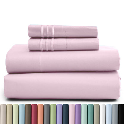 Hannah Bedding 4 Pieces Solid Colors Bed Sheets - 1800 Series Brushed Sheet Set With Pillowcases, Deep Pocket Bedding Set For Ultimate Comfort - Lightweight And Breathable Cooling Sheet Set - 16 Inches Deep Pocket
