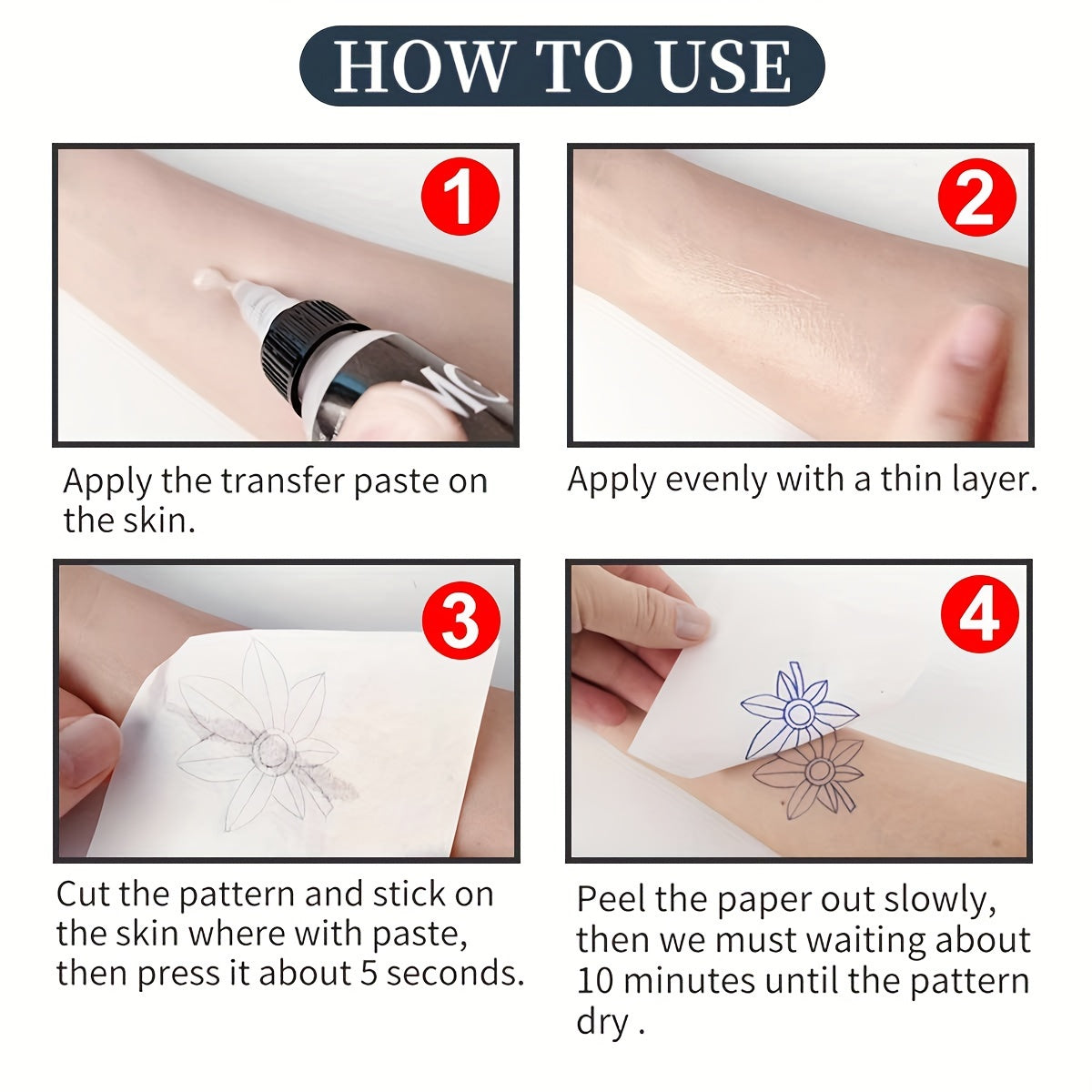 Tattoo Transfer Paper 3 Sheets – Pre-Drawn Stencils with Floral, Paisley, Spiderweb, Snake & Pizza Designs – A4 Size Body Art Stencil Kit for Beginners & Pros, No Electricity Needed