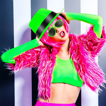 48pcs Neon Party Supplies: 24 Glowing Hats, 24 Sunglasses - Perfect for Birthday, Gangster Or Music Themed Events