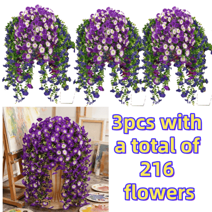3pcs/216 Flowers High-Density UV-Resistant Artificial Rose Vine Hanging Garland with Realistic Roses & Foliage - Evergreen / Faux Flower Decor Suitable for Garden, Wedding, Porch, Terrace, Wedding Bouquet, Plastic Hanging Vines