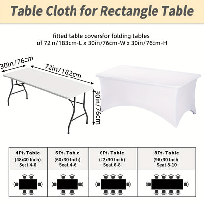 TOMNK 10pcs 6ft Spandex Tablecloth, Easy-Clean Stretch Fitted Table Cover for Rectangle Folding Tables, Indoor Outdoor Wedding Reception Vendor Booth Catering Service, 72Lx30Wx30H Inch, White/Black