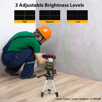 Green Laser Level Self-Leveling with Tripod – Horizontal & Vertical Cross Line Laser for Construction, Tiling, Home Renovation & Interior Decoration