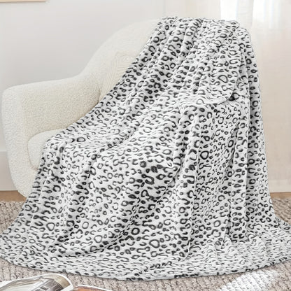 1pc Soft And Fluffy Leopard Print Throw Blanket for Couch, Bed, Sofa, Office, Living Room, Camping - Jacquard Fleece And Flannel Blanket for Cozy