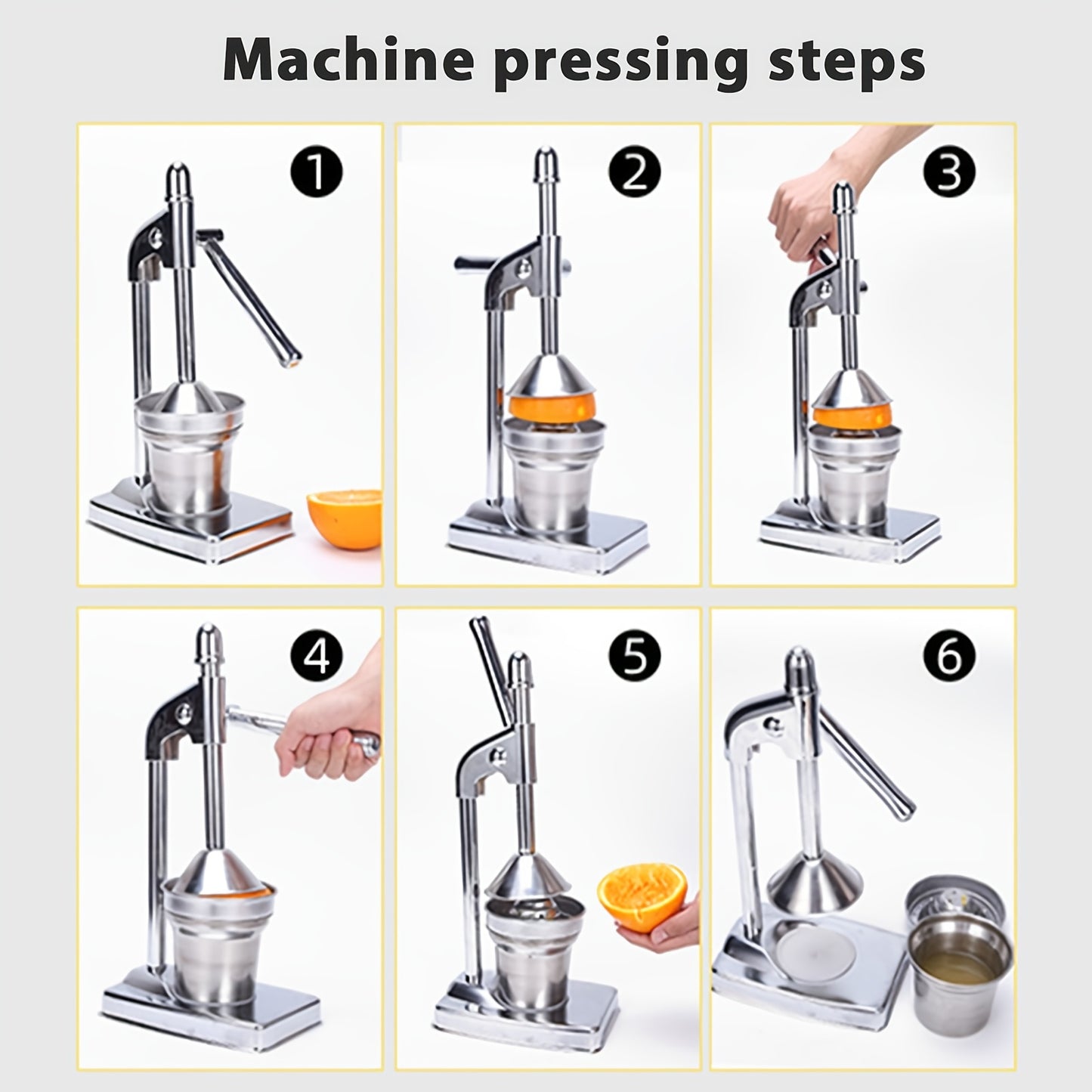 Durable Manual Hand Press Orange Juicer Lemon Juice Fruit Squeezer Extractor, Heavy-Duty, Easy-To-Clean, Professional Citrus Juicer - Durable Stainless Steel Lemon Squeezer - Sturdy Manual Citrus Press
