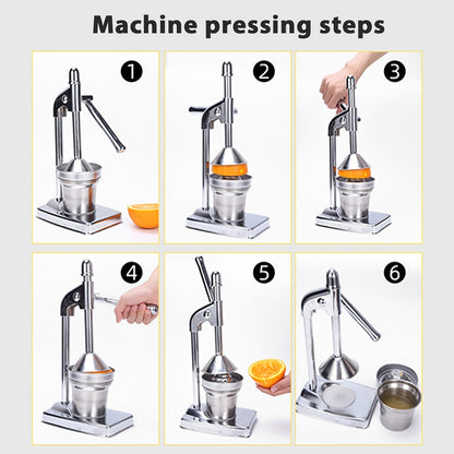 Durable Manual Hand Press Orange Juicer Lemon Juice Fruit Squeezer Extractor, Heavy-Duty, Easy-To-Clean, Professional Citrus Juicer - Durable Stainless Steel Lemon Squeezer - Sturdy Manual Citrus Press