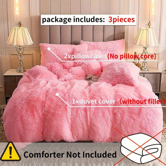 Set of 3 Colorful Plush Duvet Covers - Cozy And Warm Bedding for Bedrooms, Guest Rooms, And Dormitory Decoration