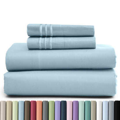 Hannah Bedding 4 Pieces Solid Colors Bed Sheets - 1800 Series Brushed Sheet Set With Pillowcases, Deep Pocket Bedding Set For Ultimate Comfort - Lightweight And Breathable Cooling Sheet Set - 16 Inches Deep Pocket
