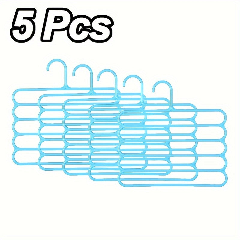5pcs, Multifunctional Five-Layer Pants Rack, Anti Slip, Multi-layer Clothing Store Wardrobe Clothes Hanger, Scarf Storage Hanging Rack, Pants Rack