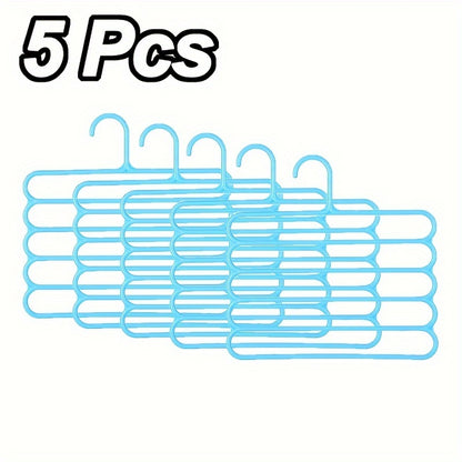 5pcs, Multifunctional Five-Layer Pants Rack, Anti Slip, Multi-layer Clothing Store Wardrobe Clothes Hanger, Scarf Storage Hanging Rack, Pants Rack