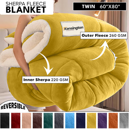 480GSM Heavy Sherpa Fleece Blanket – Double-Sided Warm Throw for Couch, Bed, Office and Travel, Reversible All Season Comfort, Room & Sofa Decoration, Holiday Gift, Sofa Blankets