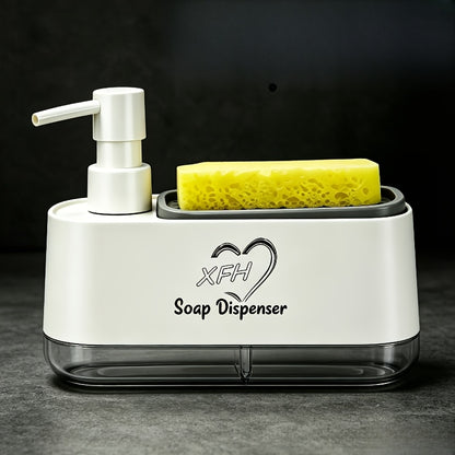 1 Multi-functional Soap Dispenser with Built-in Sponge Holder - Hand And Dish Soap Dispenser Set Detergent Dispenser Sponge Holder 2-In-1 Countertop Soap Pump Dispenser for Kitchen Sink, Ideal Christmas/ Halloween Gift.Shipment From Local Warehouse.