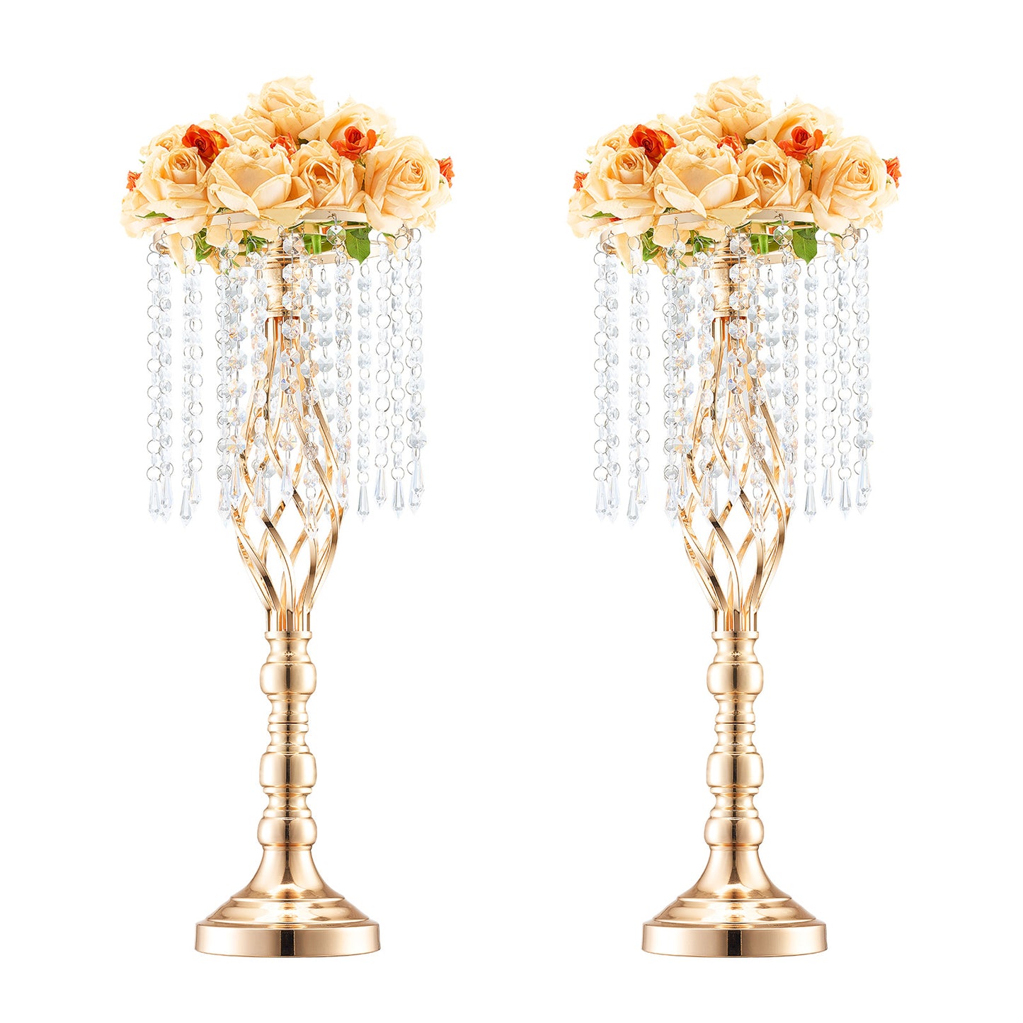 VEVOR 2PCS/ 10PCS/ 12PCS/ 20PCS 43cm/ 49cm/ 55cm/16.9”/ 19.3”/ 21.65” Tall Crystal Wedding Flower Stand Vase for Party Decor