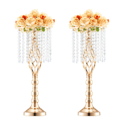 VEVOR 2PCS/ 10PCS/ 12PCS/ 20PCS 43cm/ 49cm/ 55cm/16.9”/ 19.3”/ 21.65” Tall Crystal Wedding Flower Stand Vase for Party Decor