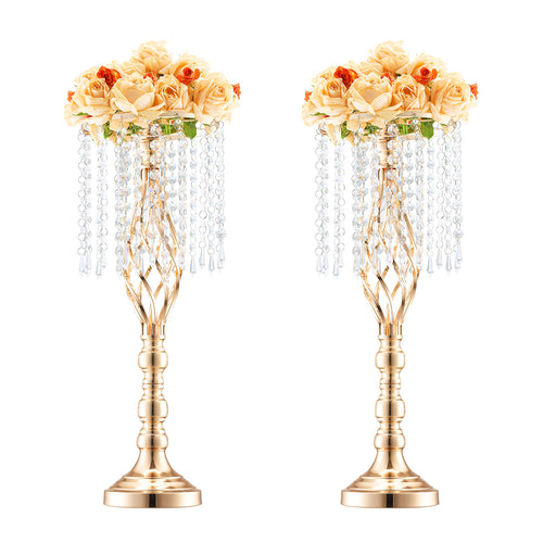 VEVOR 2PCS/ 10PCS/ 12PCS/ 20PCS 43cm/ 49cm/ 55cm/16.9”/ 19.3”/ 21.65” Tall Crystal Wedding Flower Stand Vase for Party Decor