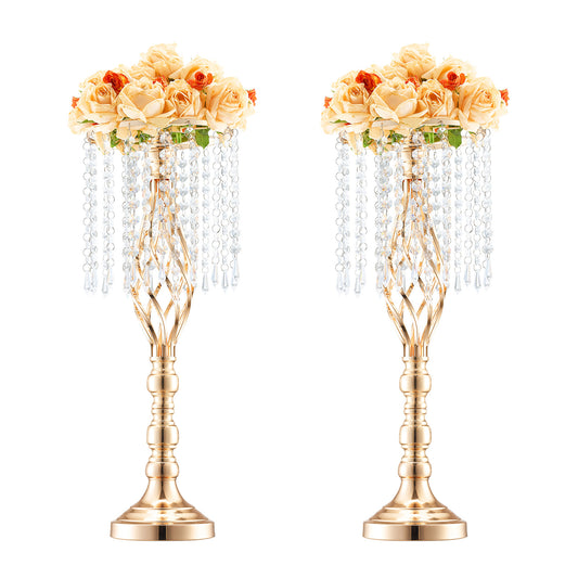 VEVOR 2PCS/ 10PCS/ 12PCS/ 20PCS 43cm/ 49cm/ 55cm/16.9”/ 19.3”/ 21.65” Tall Crystal Wedding Flower Stand Vase for Party Decor
