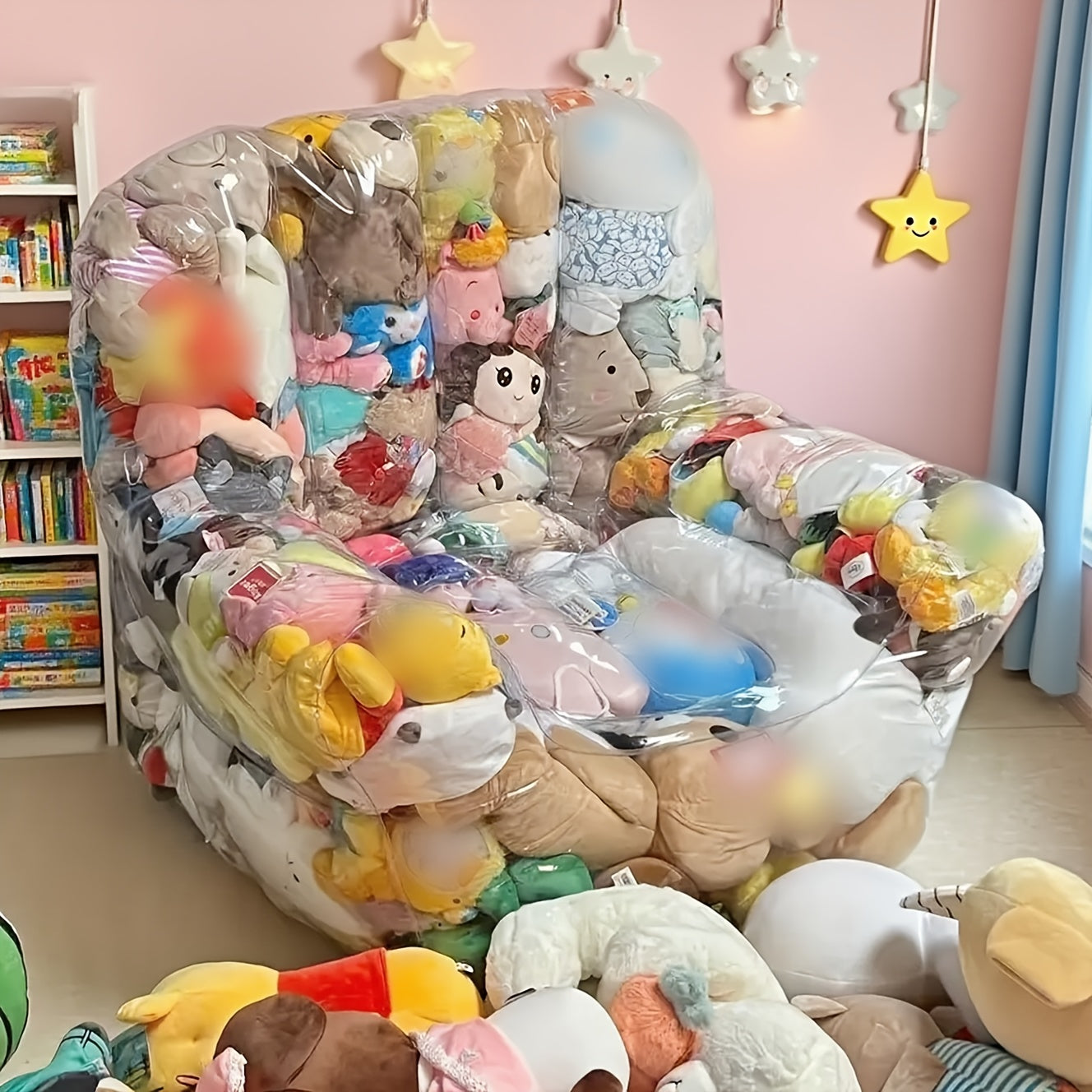 DIY Transparent Doll Sofa Cover - PVC Filled Animal Storage And Display Stand for Plush - Cute Miniature Furniture for Room Decoration And Collectibles Storage (Dollless) for Christmas and Halloween
