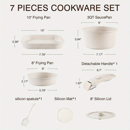 24pcs/7pcs/5pcs Cookware Set Non-Stick Pots & Pans Induction-Ready Kitchen Cookware Set Includes Skillet/Frying Pan/Soup Pot/Steak Pan Removable Handles Home & RV Kitchen Set Stackable Kitchen Accessories Easy To Clean Multiple Colors