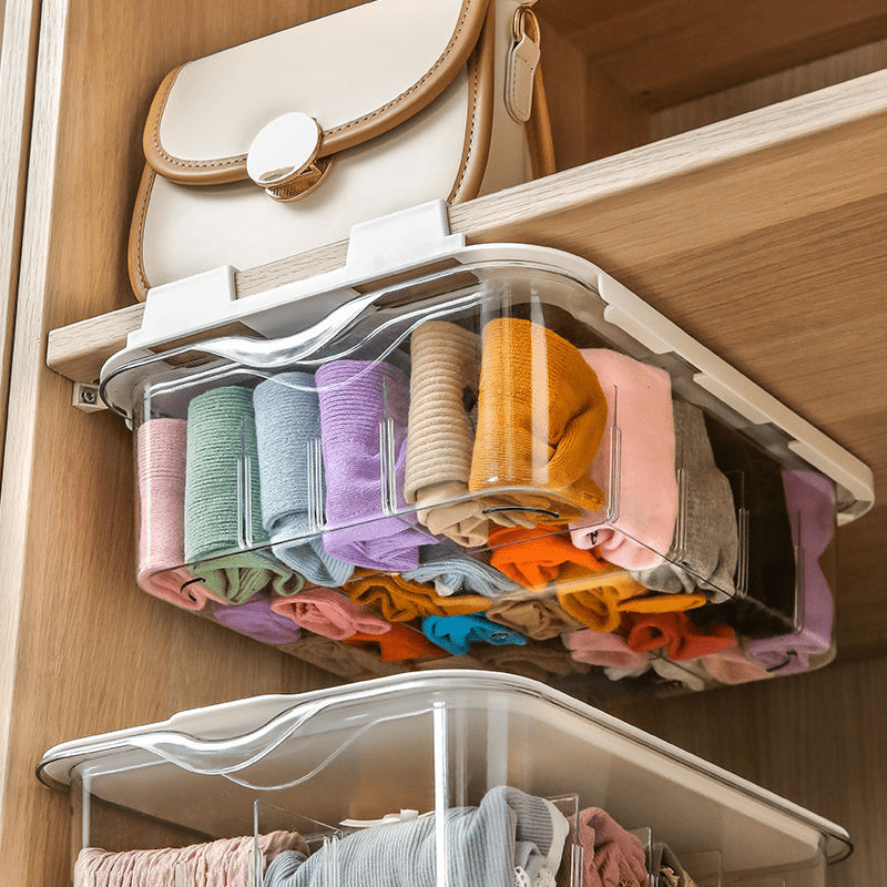 Space-saving 15-layer Underwear and Socks Hanging Storage Box - Durable Waterproof Plastic, Wall-mounted Storage Solution with Transparent Closet Shelf Partitions, Ideal for Home and Business Use, Clothing Storage Box Storage