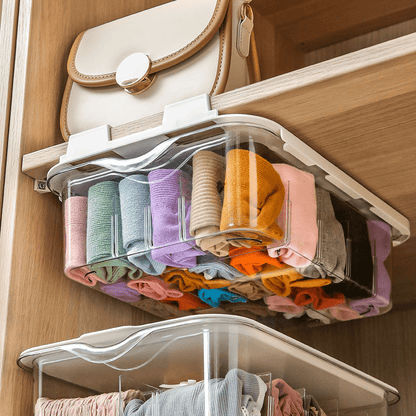 Space-saving 15-layer Underwear and Socks Hanging Storage Box - Durable Waterproof Plastic, Wall-mounted Storage Solution with Transparent Closet Shelf Partitions, Ideal for Home and Business Use, Clothing Storage Box Storage