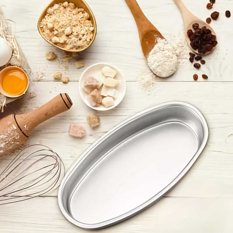 This Set Includes Two Oval Cheese Pans Made of Non-Stick Aluminum, Safe for Oven Use, Perfect for Baking Bread, Cakes, And Meats. Its Versatile Design Makes It Ideal for Both for Home And Bakery Applications
